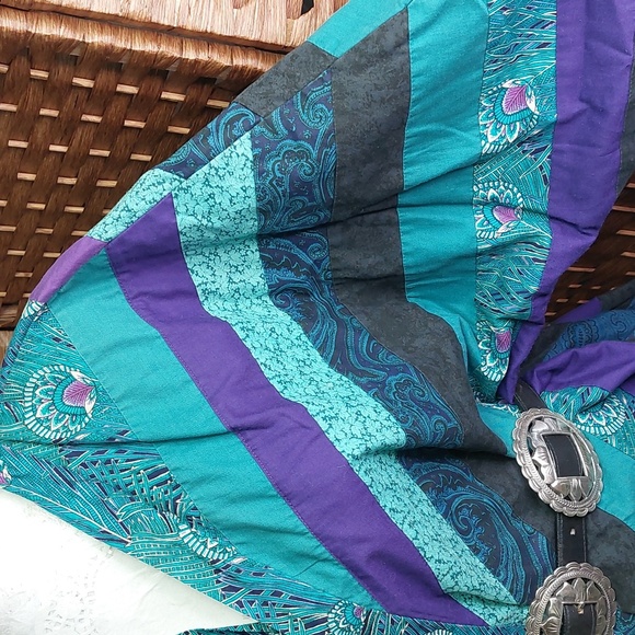 Vintage Hand Crafted Quilted Coat Purple, Teal, Black - Picture 8 of 14